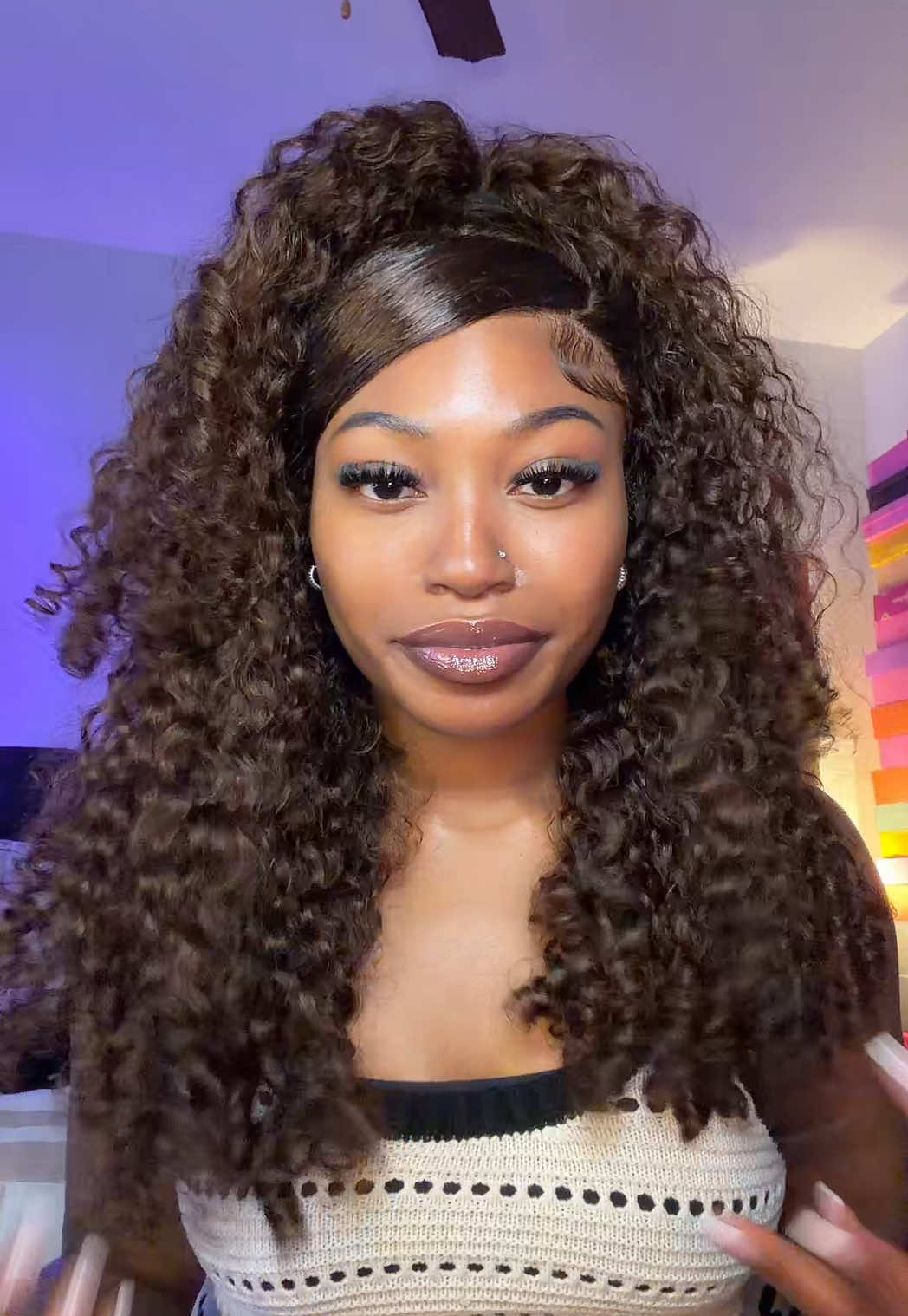 Stunning 7x5 Chocolate Burmese Curly Glueless Wig from  @CurlyMe Hair Store 🥰 26