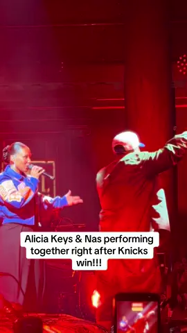 Alicia Keys and Nas together performing right after Knicks win! #nyknicks #aliciakeys #nas #knicks #nas 