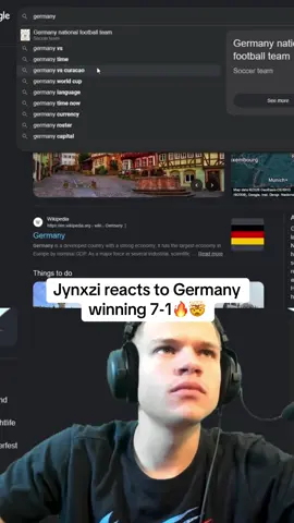 Jynxzi reacts to Germany winning 7-1🔥🤯 #jynxzi #jynxziclips #fyp #football #worldcup 