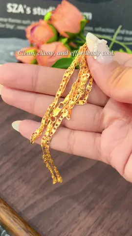 14K Gold Plated Flat Chain Necklace#necklace #chain #14k #fyp #TiktokShopSpringGlowUp
