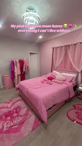 A little pink bedroom tour of all my favorite things 😭💗✨ these are my must-haves that make my space feel complete #pinkbedroom #bedroomtour #tiktokfinds #pinkaesthetic #roominspo 