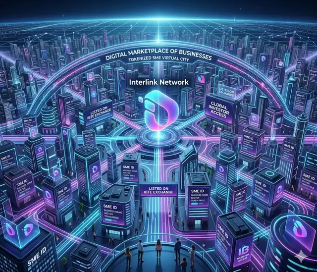 Digital Marketplace of Businesses A virtual city where every building represents a tokenized SME listed on the IBTE exchange. #interlink #ITLG #ITL