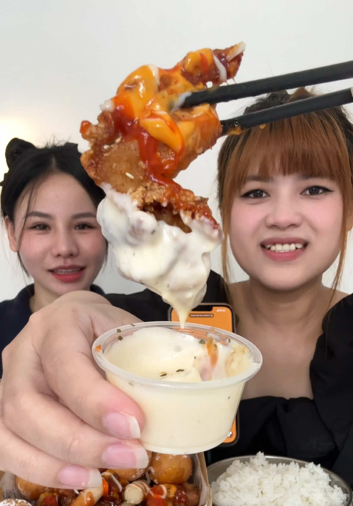 Mukbang gà sốt cay và chese ball cùng cơm trắng 😋 🍚🍗#fyp #mukbang #review #trending 
