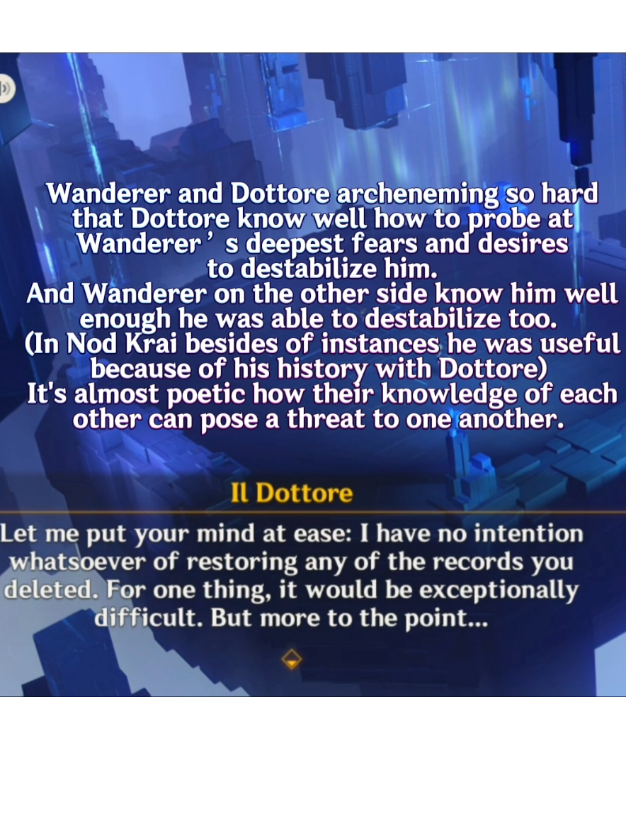 ion like my wording but i hope u get the point, also love how altough wanderer was indeed provoked, it was shown how he had grown enough to not be manipulated by Dottore anymore (like Nahida later mentioned, it is to be expected ofc but the very testimony of it was nice) + oh and it's not a ship post just in case it need to be clarified! #scaramouchegenshinimpact #wanderergenshinimpact #scaranation #GenshinImpact #HoYoCREATORS 