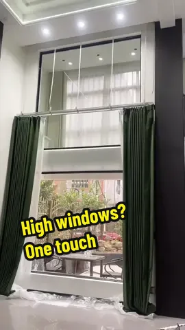 Struggling with high villa windows? Our smart electric curtain track and motorized curtains make installation and cleaning easy. One-touch up/down, no ladder needed. Supports remote, WiFi, Tuya, RS485, and mobile app control. Perfect for high ceilings, large windows, and hard-to-reach spaces. Upgrade to intelligent curtain systems – say goodbye to hassle.#smarthome #smartcurtain #curtainaccessories #curtsins #fpy 
