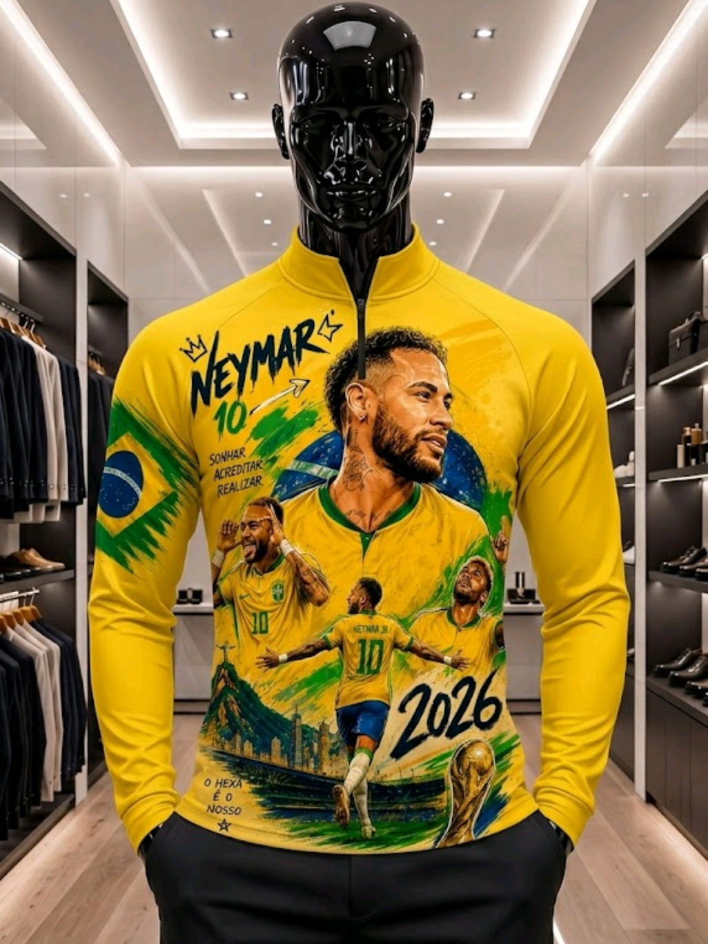 Camiseta Futebol Brasil 10 Manga Longa. #camisamasculina #camisadobrasil #brasil #neymar 