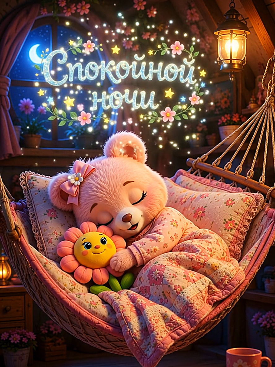 🌙 Спокойной ночи ✨ Сладких снов 🌸 #добрыепожеланияотвики #спокойнойночи #сладкихснов #плюшевыймишкп #длятебя 