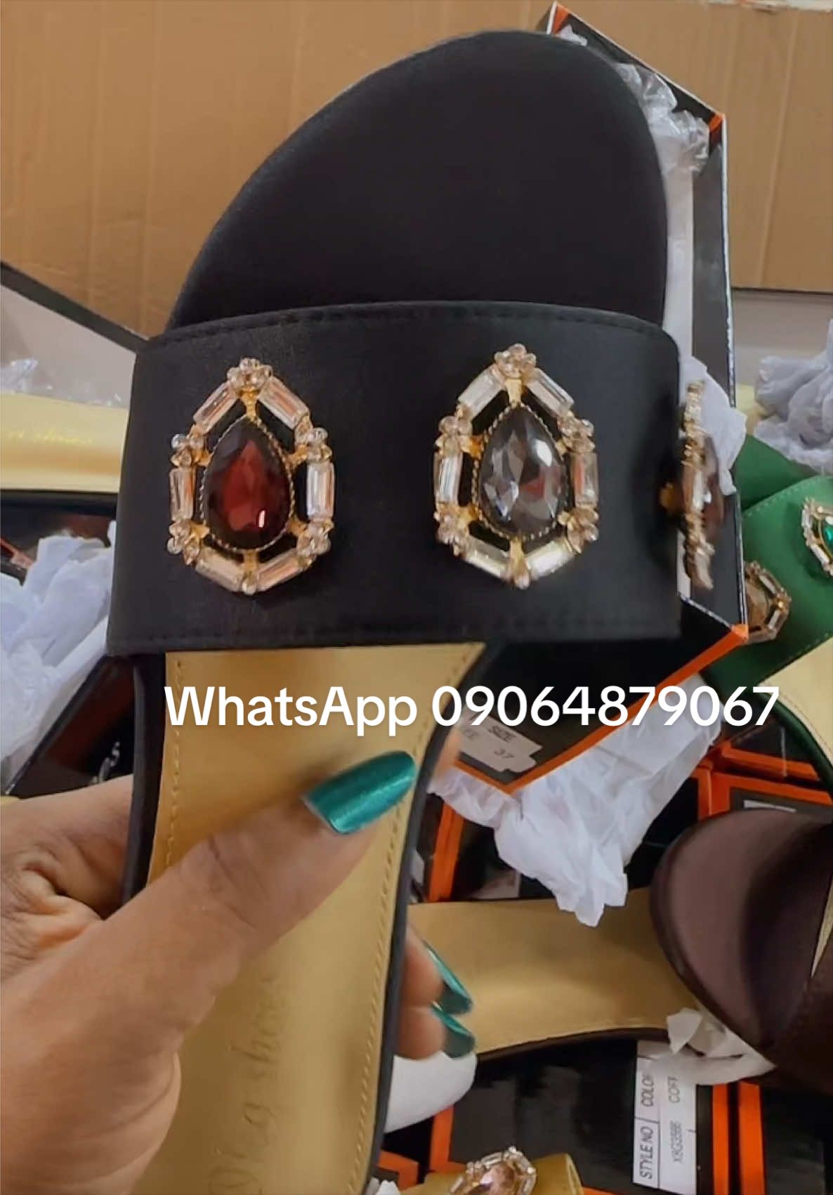 Available in five colours  black green red coffee brown and gold size 37/43 