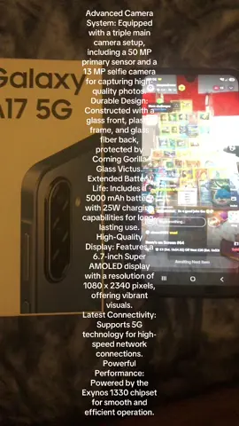 Samsung a17 5g perfectly sealed brand new and amazing price for the brilliant level of phone #domoreinayear #tiktokmadebuythis #tiktokshop #DoMoreInAYear #samsung 