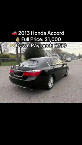 🚗 2013 Honda Accord Touring Sedan 💰 Full Price: $1,000 💵 Down Payment: $250 📅 Monthly Payments: $200 ✅ Clean Title ✅ 72,100 Miles ✅ 2.4L I4 Engine ✅ 6-Speed Manual Transmission ✅ Crystal Black Pearl Exterior ✅ Black Interior ✅ No Mechanical Problems ✅ No Accidents Reported Vehicle is in excellent condition and runs great. Reliable, fuel-efficient, and ready for its next owner. Serious buyers only. Message for more information or to schedule a viewing.