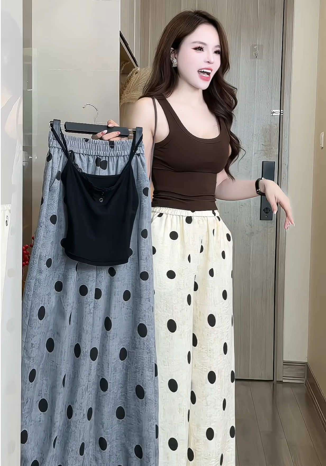 Quần bom thụng hoạ tiết chấm bi mặc trẻ trung năng động lắm nè ce #Gucuahue #quandep 🥰🥰🥰🥰🥰👀