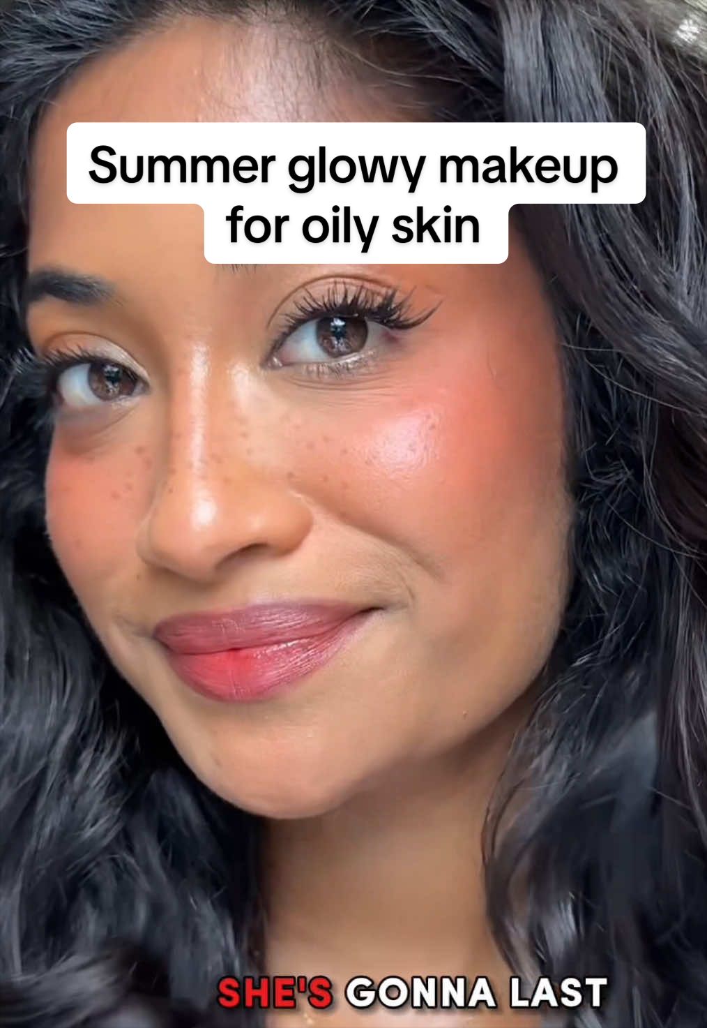 Oily TEXTURED Skin CAN wear summer makeup with the right skin prep, makeup products, and setting spray 👀 I've been loving the @TIRTIR Inc. Glow Primer under the Red Cushion lately. Since my skin is super oily, I'm always picky about base products, but this combo gives me the perfect balance of glow and coverage while still feeling lightweight and comfortable.  It's been my go-to summer makeup combo for brown skin that actually lasts in this heat ☀️🥵👙 AD #TIRTIRPartner #summermakeup #makeupforoilyskin #browngirlmakeup #kbeautymakeup