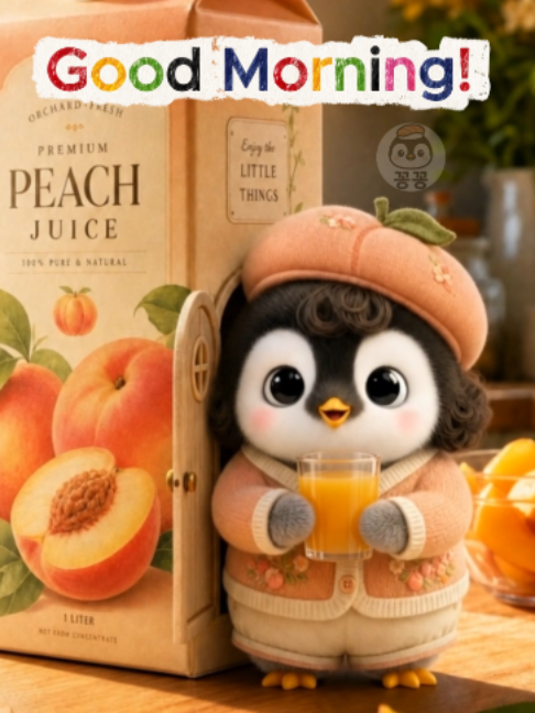 Good morning… let today be gentle 🍑🐧 #Kkongkkong #goodmorning #morningvibes #cozy #foryou