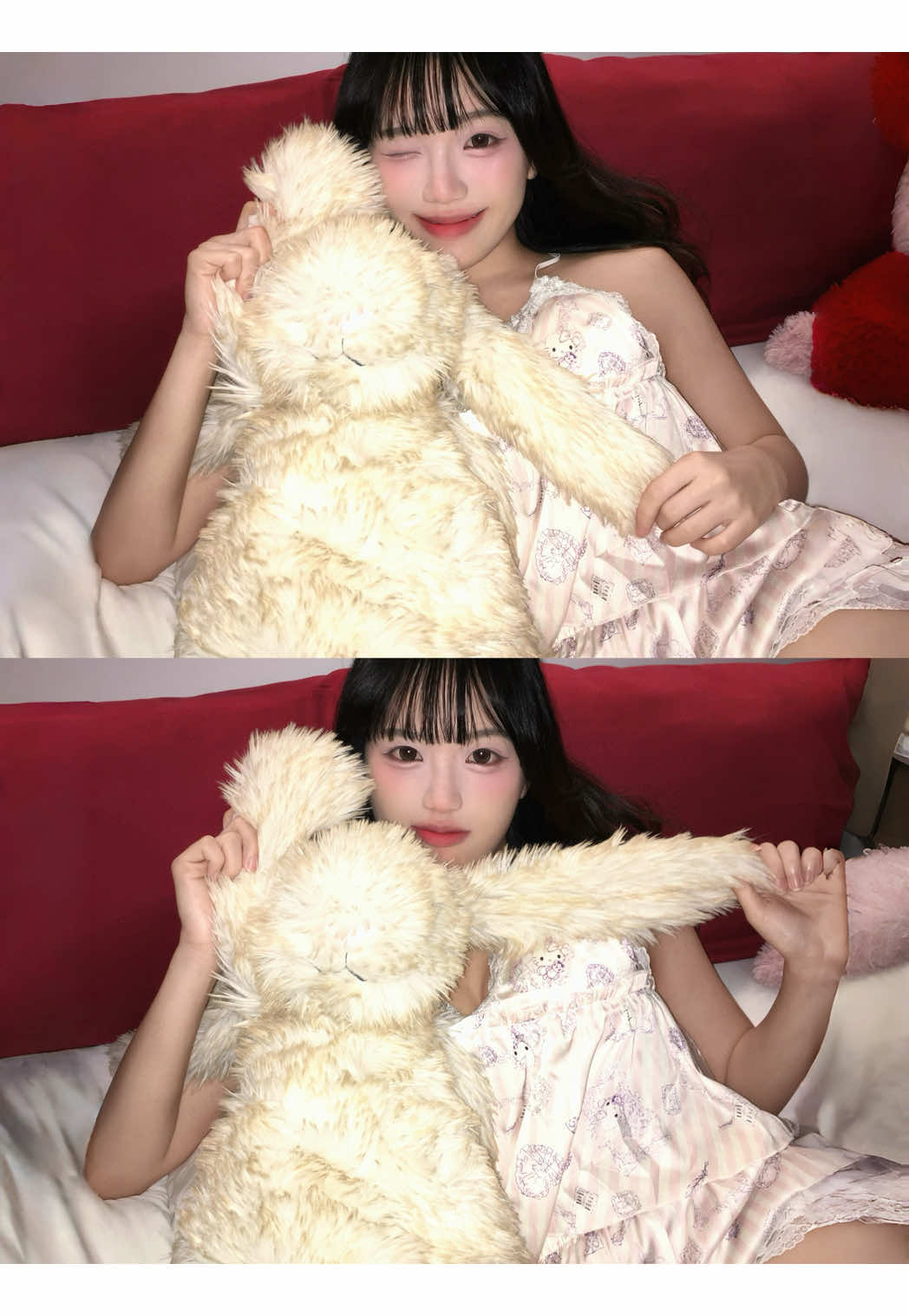 My first ever huge bunny 🐰🥺💓 #jellycat #jellycatbunny #springloweluxebunny #jellycats #jellycatcollection 