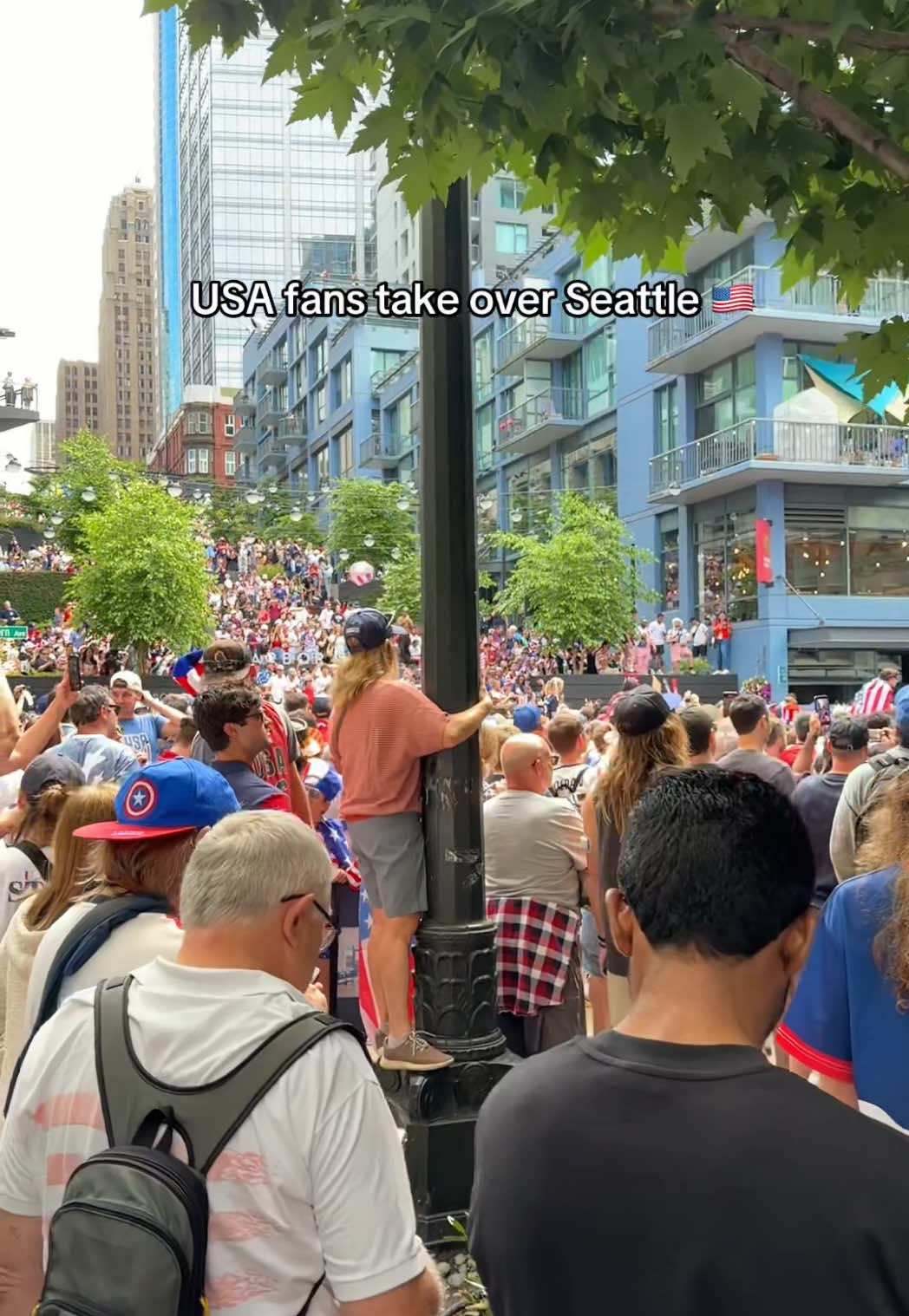 ⚽️ Seattle turned into a sea of red, white, and blue as thousands of USA fans marched to Seattle Stadium ahead of the World Cup match against Australia. #fifaworldcup2026 #seattle #usmnt