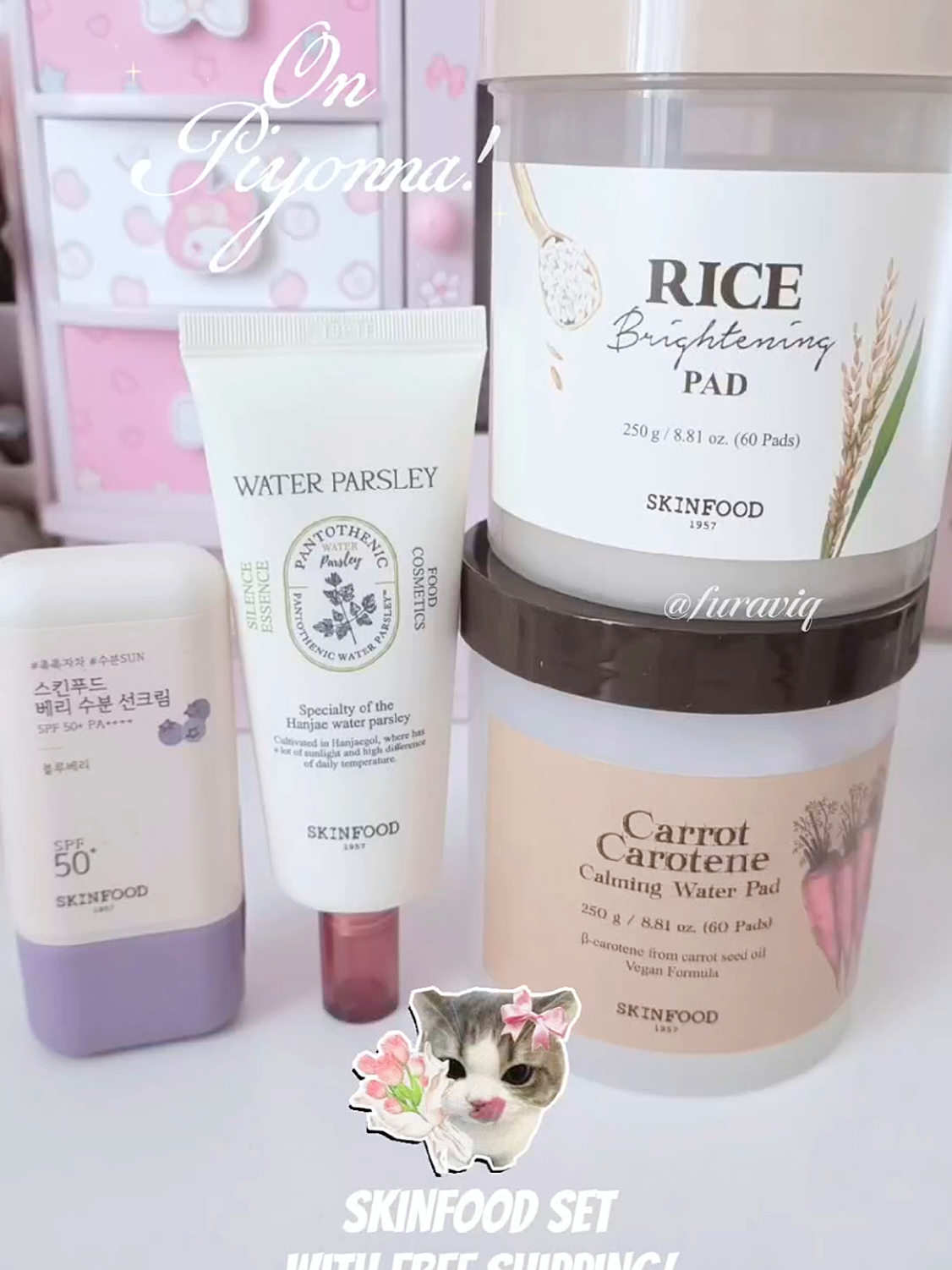 A set of Skinfood skincare with free shipping? Only on Piyonna 🛍️✨ Use my code FURAVIQ20 for extra discount  @Piyonna Official | K-beauty @Piyonna Partner | K-beauty #piyonnapartner #piyonnafreeshipping #koreanskincare #skinfood #fyp 