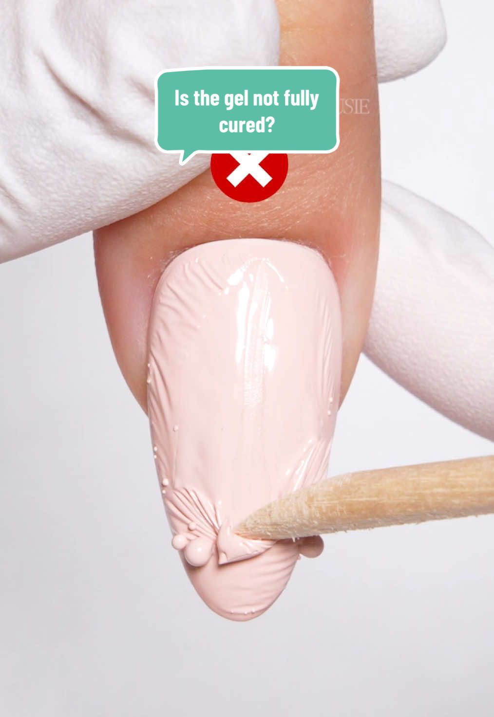 Is the gel not fully cured? Perhaps you didn't position your hands correctly! #melodysusie #nailtools #naillamp #nail #gelpolish 