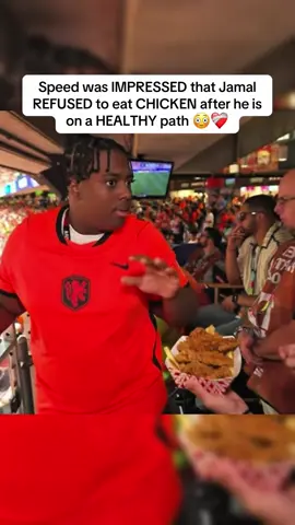 Speed was IMPRESSED that Jamal  REFUSED to eat CHICKEN after he is on a HEALTHY path 😳❤️‍🩹 #ishowspeed #fyp #worldcup 