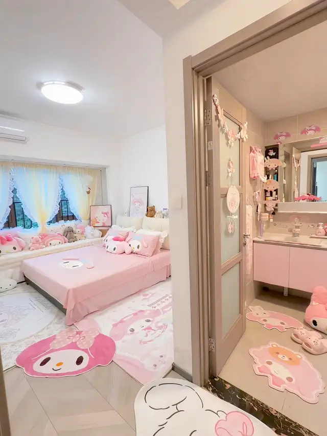 🌸 Sharing some bedroom decor inspiration: it's all about that My Melody vibe! #MyMelody #BedroomDecor #KawaiiRoom #PinkAesthetic #Sanrio 