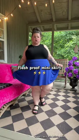 Plus size, friendly mini skirt that is flash proof with built-in shorts! Several colors available. True to size. #miniskirt #plussizefashion #outfitinspo #DealsForYouDays #summerwins 