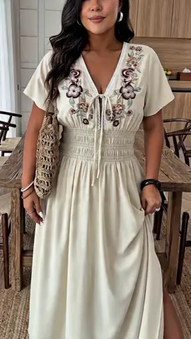 Plus Size Women's Short-Sleeve Embroidered Floral Dress, V-Neck Elastic Waist Boho Bohemian Style, Casual Summer Vacation Wear, Travel, Daily Wear & Commute #comfydress #walmartdress #أزياء_صيفية_لطيفة #summerdresssuperbrandday #plussizetshirtdress #72stylesinfinitydress #moda2000dress #affordableplussizefashion #jardinvuedress #summertankdress