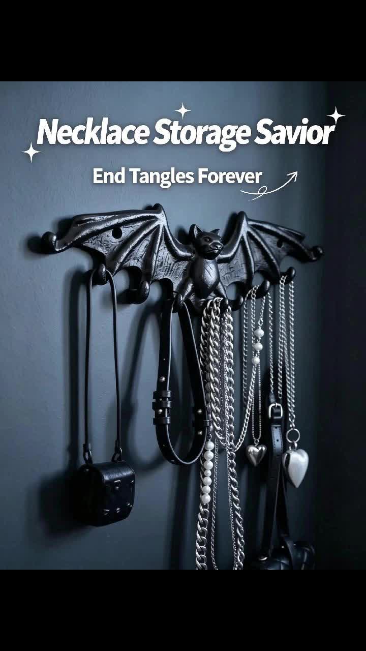 Necklace Storage Savior-End Tangles Forever.
Just Buy it Now,Not Expensive~~~!!
Make Your Gothic Bat Wall Decor~~~~~~~~~~~ #zgalleriedecor #thriftedhomedecor #customhomedecor #homeaccessory #weirdhomegoods #jewelryarmoire #besthomedecor #blackgirlhomedecor #360rotatablehook #birdcageaccessories #Goth #fashion, #Halloween #decor, #Home #organization, #vintage #home, #witchcraft, #jewelry #storage