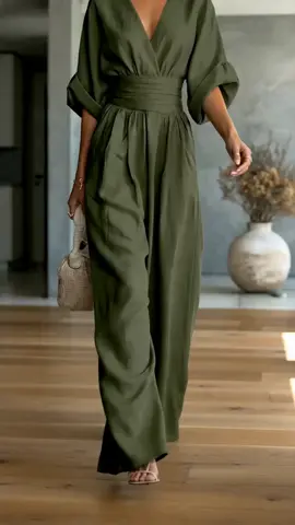 Women’s V Neck Batwing Wide Leg Jumpsuit, Elegant Office Wear, Business Casual Workwear, Chic Dressy One Piece for Women #plussizeswimdress #womensloungeset #maxidresswithpockets #zipperjumpsuit #womanpajamas #waistdefinedjumpsuit #longsleevemaxidress #workoutjumpsuits #casualjumpsuit #womensromper