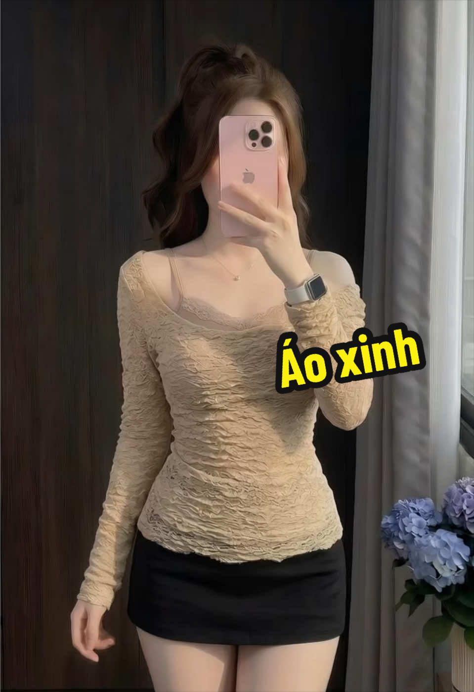 Set áo ren hoa + áo 2 dây màu kem hottrend chất mền mại dễ mặc dễ phối đồ 💋#OOTD #videoviral #aoxinh 
