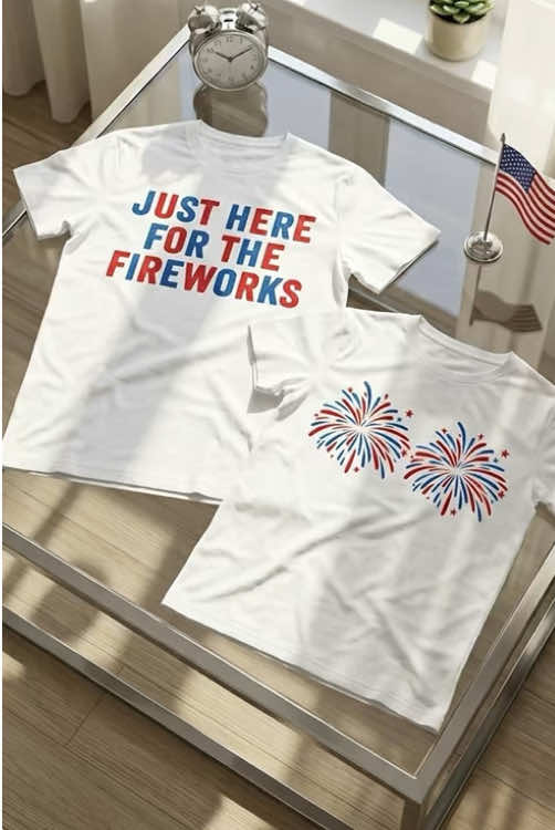 4th of July Couple Shirts #4thofjuly #justhereforthefireworks #redwhiteandblue #250years #dealsforyoudays 