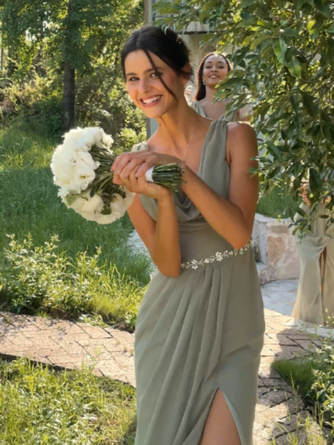 The bridesmaid dresses that's elegant, summer-ready, and re-wearable? Sage satin says yes. 🌿 Your girls will thank you. #stacees  #bridesmaids #bridesmaidsdresses #bridesmaidtok #relateable #weddinginspo #BrideHypeTeam #GirlhoodVibes