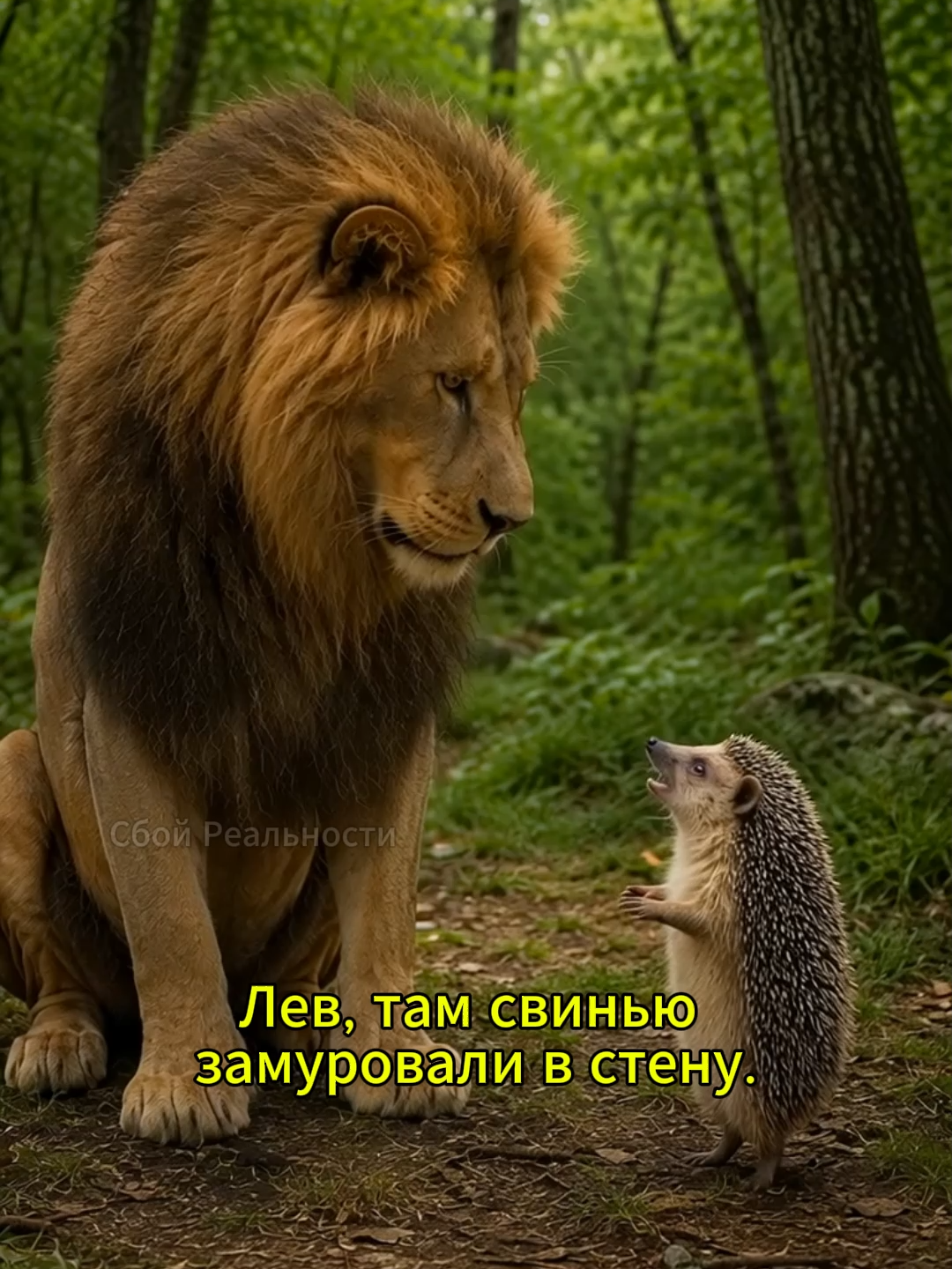 ЁЖ И ЛЕВ СПАСАЮТ СВИНЬЮ! #нейросеть #ai #юмор #ии #мем #funny #song #songs #funnyshorts #aihumor #viral #абсурд #смешно #смешныеживотные #мемы #говорящиеживотные #ёжик #ежик #лев #свинья #hailuoai #hailuo02 #minimax