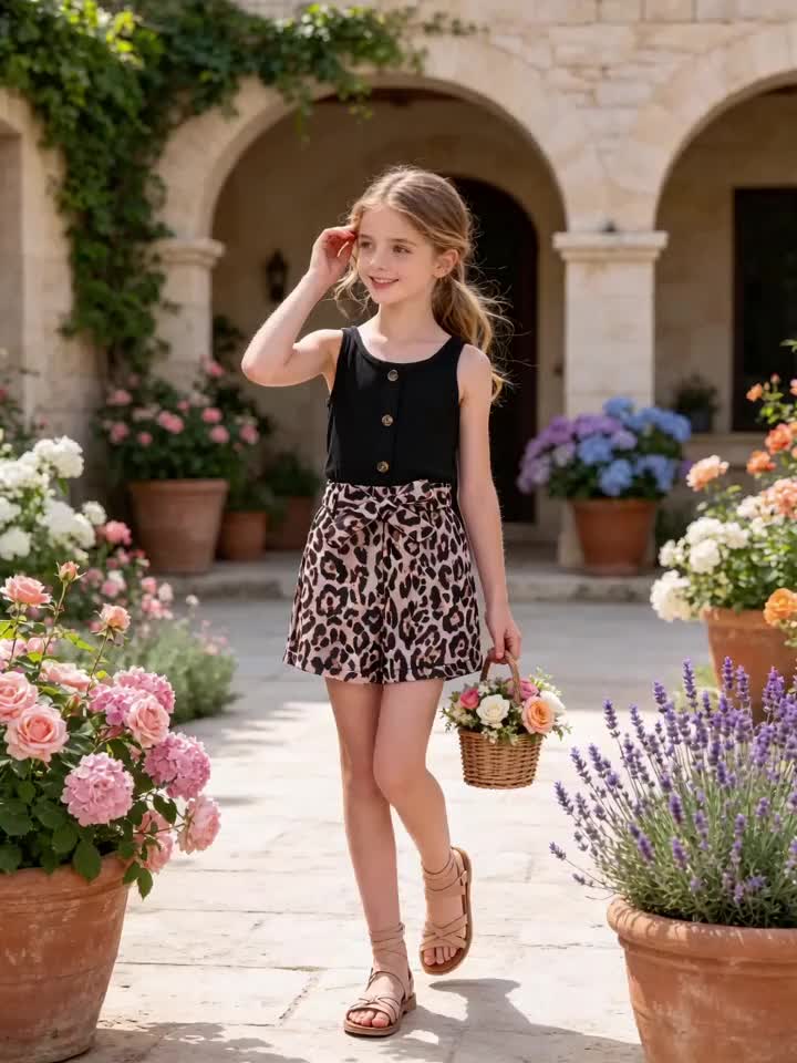 Girls' Fashion Leopard Print Romper, Soft Comfortable Casual, Includes Belt, Perfect for Holidays and Parties #babygirloutfits #leopardjeans #cheetahprintoutfit #leopardprintgirlies #leopardoutfit #toddlerromper #halterneckjumpsuit #Romper #FashionLeopardPrint #Belt #Girls #SleevelessDesign #SoftMaterial #LooseFit #jumpsuit #VestStyle #LeopardPattern