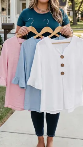 Women's Linen Ruffle Sleeve Blouse#comfortable #fyp #fashion #women #TikTokShop 