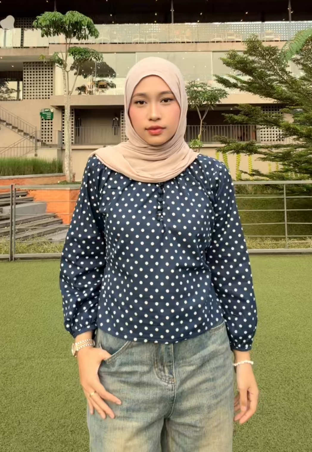 #ootdhijab #polkadot #outfitideas 