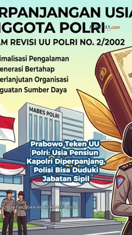 Telah diteken sejak 17 Juni, UU Polri yang baru kini resmi berlaku dan membawa sejumlah perubahan penting.  Salah satunya usia pensiun Kapolri diperpanjang serta peluang anggota polisi menduduki lebih banyak jabatan, seperti apa detail aturannya? ~IQ #Prabowo #UUPolri
