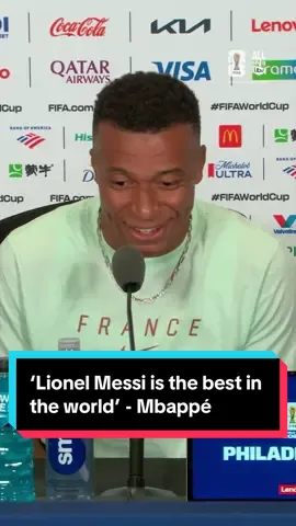 “Lionel Messi, it’s clear”  🇫🇷 Kylian Mbappe’s response when asked who is the best player in the world #FIFAworldcup 