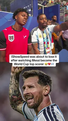 IShowSpeed was about to lose it after watching Messi become the World Cup top scorer 😭💔🇦🇷 #ishowspeed #fyp 