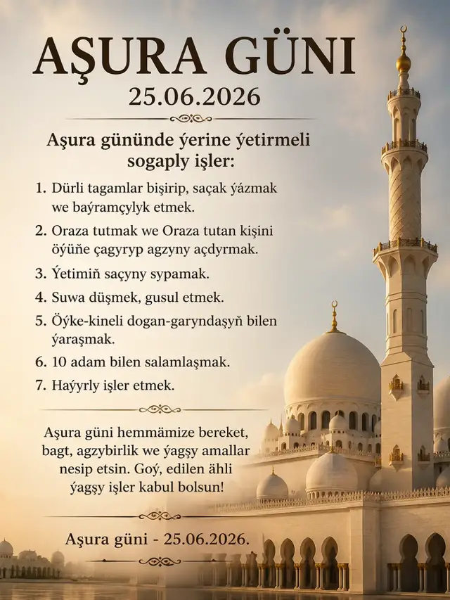 Aşura gününde edilen ähli sogaply işlerimiz Beýik Allahyň dergähinde kabul bolsun! #aşuragünü #wagyznesihat #aymyrathajy 