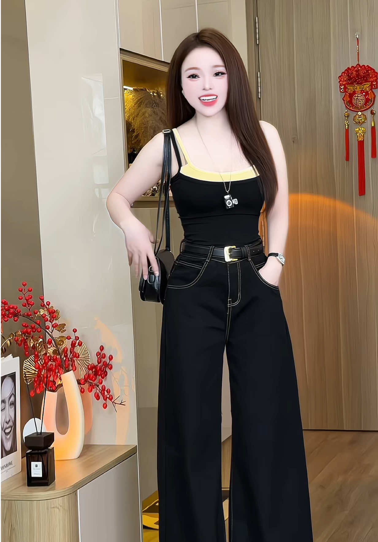 Quần gin ống rộng lưng cao mặc lên tôn dáng gọn người #Quanxinh #Gucuahue 