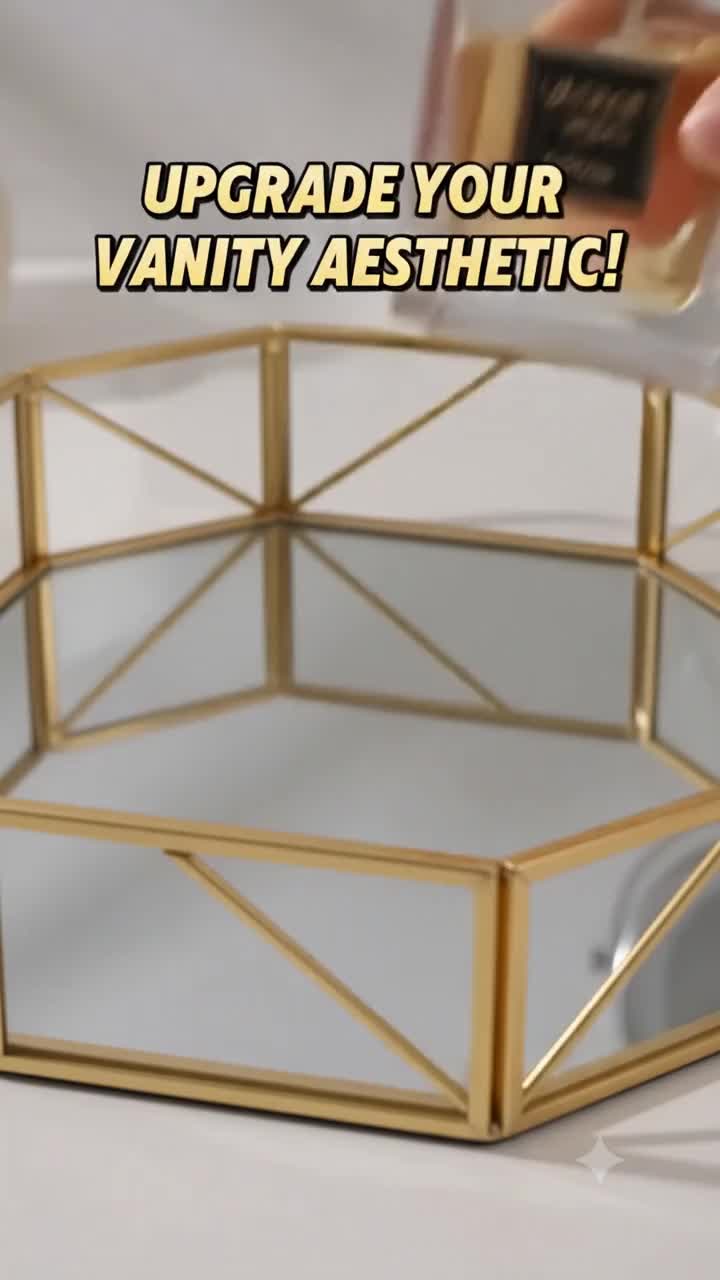 1pc Decorative Metal Mirror Golden Vintage Octagonal Perfume Vanity Jewelry Storage Box Makeup Tray, Dresser, Bathroom Countertop Decorative Storage Home Decor, Perfume Stand, Jewelry Tray, Bathroom Accessory, Bathroom Decor Supplies, Non-Food Contact
Elegant Gold Mirrored Vanity Tray ✨ Hexagonal Glass Perfume Organizer & Decorative Makeup Display 💄 Perfect Dresser Decor Gift for Women 🎁
STUNNING GEOMETRIC DESIGN & READY TO DISPLAY: Featuring a unique hexagonal shape with a luxurious gold finish, this tray instantly elevates your vanity. It's the perfect elegant organizer for any home decor enthusiast.

PREMIUM GLASS & MIRRORED BASE: Crafted from thick, durable clear glass with a sturdy metal frame, the reflective mirrored bottom beautifully showcases your favorite perfumes, cosmetics, and jewelry, adding a touch of sophisticated glamour.

MULTIFUNCTIONAL ORGANIZER: Say goodbye to cluttered countertops! This is the ultimate tray for keeping your skincare, lipsticks, rings, and daily essentials neatly arranged while perfectly capturing an aesthetic lifestyle.

SECURE SPACE FOR VALUABLES: Designed with raised glass edges, it provides the ultimate safe space for your fragile bottles and accessories, preventing accidental slips while keeping everything easily accessible.

THE ULTIMATE ELEGANT PRESENT: Skip the boring storage bins. Whether it's for a birthday, an anniversary, or celebrating a housewarming, this beautiful makeup tray hits the aesthetic bullseye perfectly.
Elevate Your Space. Organize in Style. Know someone whose vanity is overflowing with beauty products? This Elegant Gold Mirrored Vanity Tray is the exact aesthetic validation they need to transform their daily routine! Cluttered dressers are no joke, but sometimes a stunning organizational piece is exactly what you need. Designed specifically for the modern makeup lover, this tray captures the luxurious reality of a perfectly curated lifestyle. The artwork features a clean geometric aesthetic, making your display punchy and memorable. Whether you are celebrating a birthday, cheering up a friend after a big move, or just reminding your favorite beauty guru that their collection deserves to shine, this sophisticated tray is the perfect token of appreciation. The open-top design provides plenty of room to arrange your own beautiful, unfiltered cosmetic displays.
Product: 1 x Gold Hexagonal Mirrored Vanity Tray

Material: Premium Metal Frame, Clear Glass, Mirrored Base

Shape: Geometric Hexagon

Style: Light Luxury, Modern Vintage, Minimalist

Use: Perfume display, makeup organizer, jewelry storage, bathroom decor #bathroomstorage #glassstoragecontainers #decorativestorage #mysteryjewelryboxes #bathroomcornershelf #jewelrytryon #lightedvanitymirror #metalstorage #boxymakeupbag #goldjewelryhaul #Primary #Keywords: #Gold #vanity #tray, #perfume #organizer, #mirrored #makeup #glass #dresser #decor #Secondary #Jewelry #display #plate, #bathroom #counter #storage, #aesthetic #room #gift, #cosmetic #holder #Social #Media #Tags: #VanityTray #PerfumeOrganizer #MakeupStorage #AestheticHome #RoomDecor
