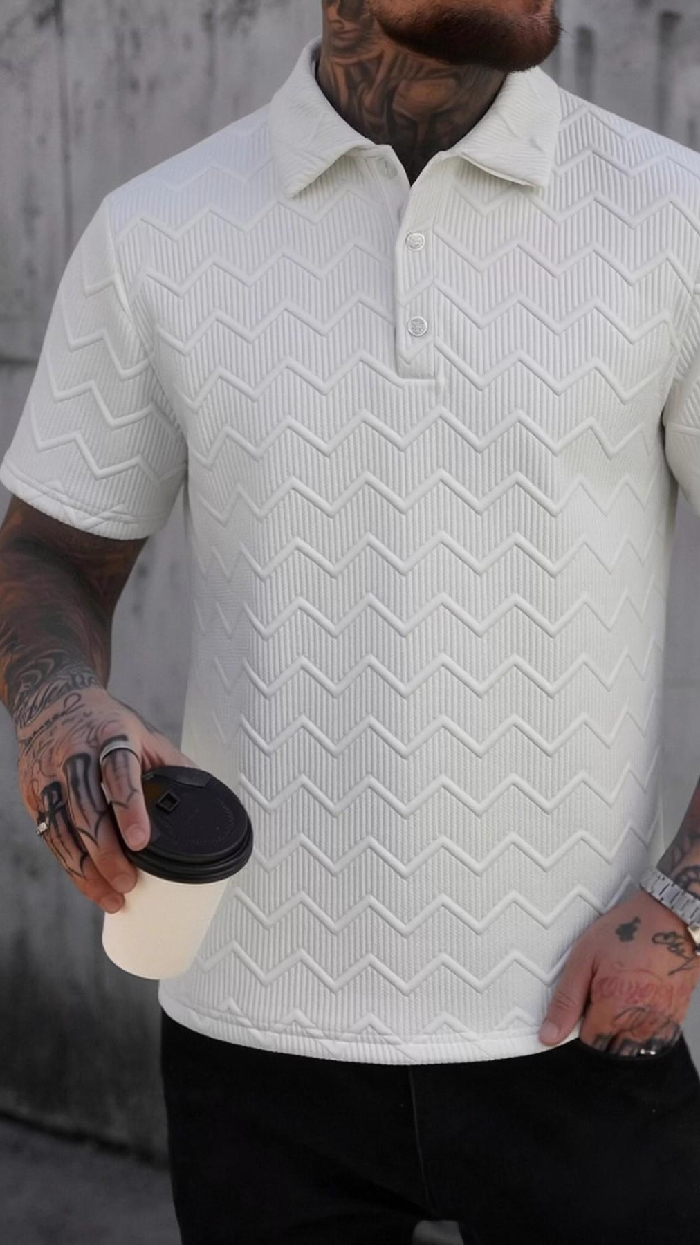 New Summer Men's Wave Pattern Polo Shirt, Slim-Fitting Graphic Short Sleeve Top, Casual Lightweight Texture Tee #menshirt #menathleticshorts #shortsleevepolo #menssummerclothing #poloshirtforwomen #printedshirt #golfshirts #summersportswear