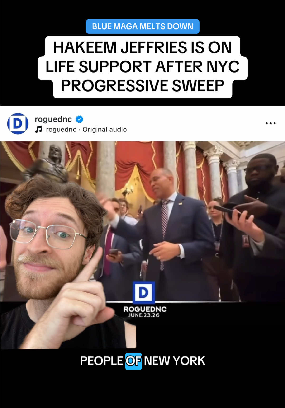 “Vote blue no matter who… b-but not like that!” 😩😭😂 #breakingnews #progressive #politics #hopecore #upvsdown 