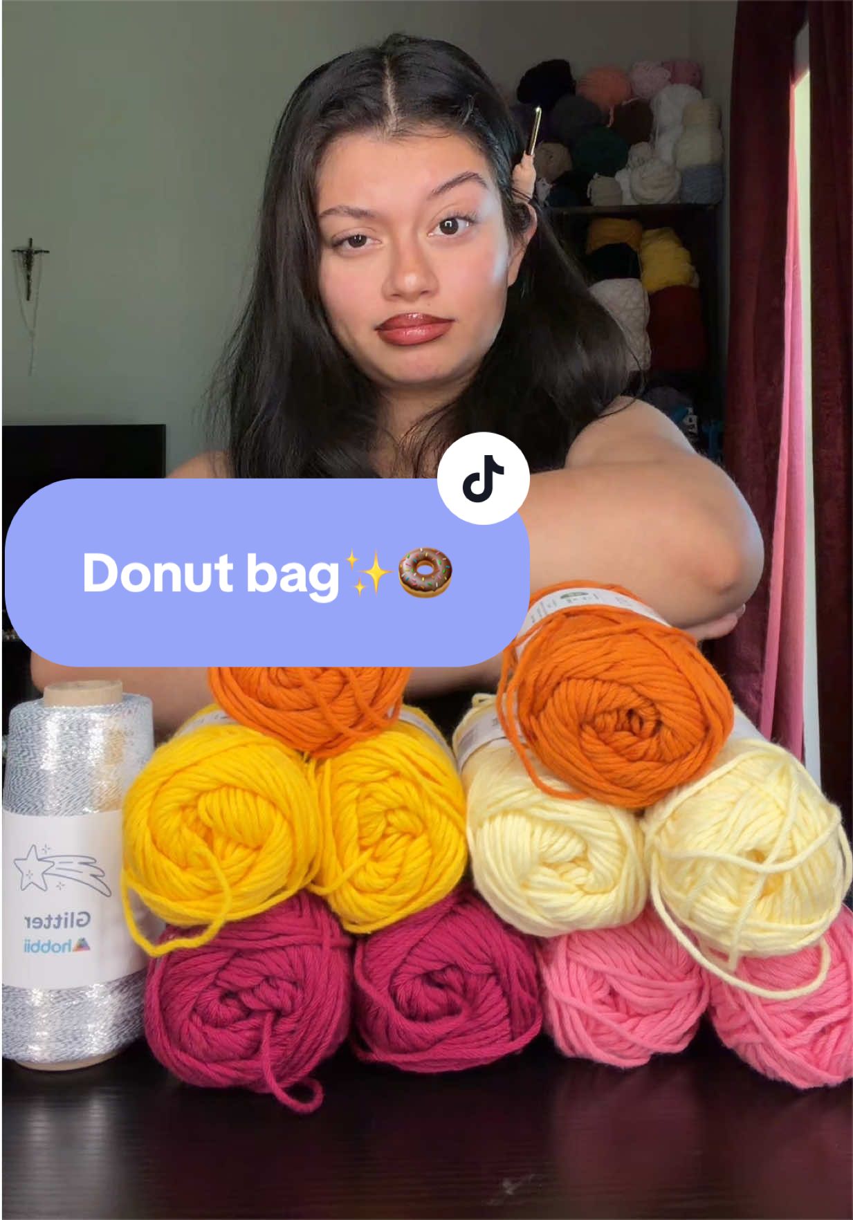 The process of the 🍩 bag ✨ (results at the end)#process#crochet##bag#glitter#fyp pattern by @bygalk 