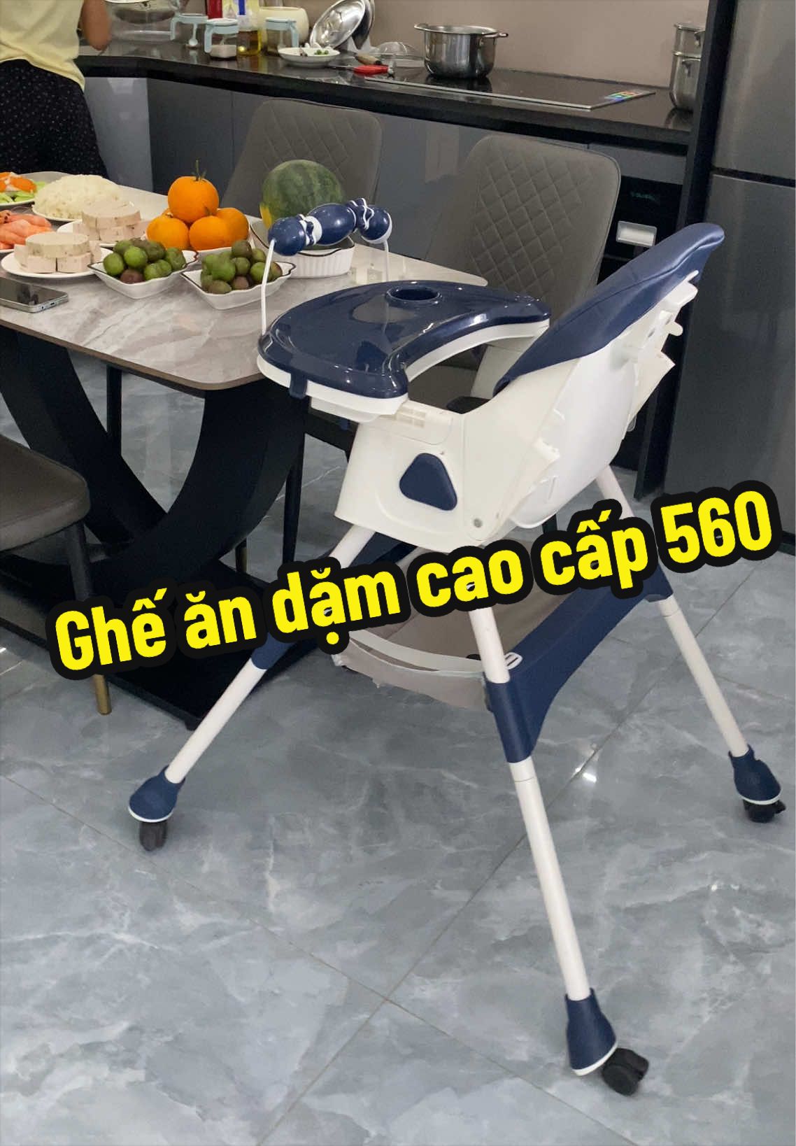 Ghế ăn dặm cao cấp e560 , có điều chỉnh cao thấp , gấp gọn , có chế độ ngả lưng #xuhuongtiktok#gheandamgapgon#nhixinhshop 