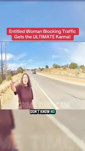 Entitled Woman Blocking Traffic Gets the ULTIMATE Karma! #cops #bodycam 