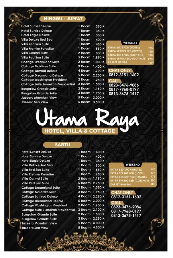 Buat teman-teman yang mau booking penginapan bisa langsung tanya tanya atau bisa langsung chat ke nomer wa yang terteta pada pricelist diatass🤩🤩 #utamarayabeach #utamarayasitubondo #wisatasitubondo 