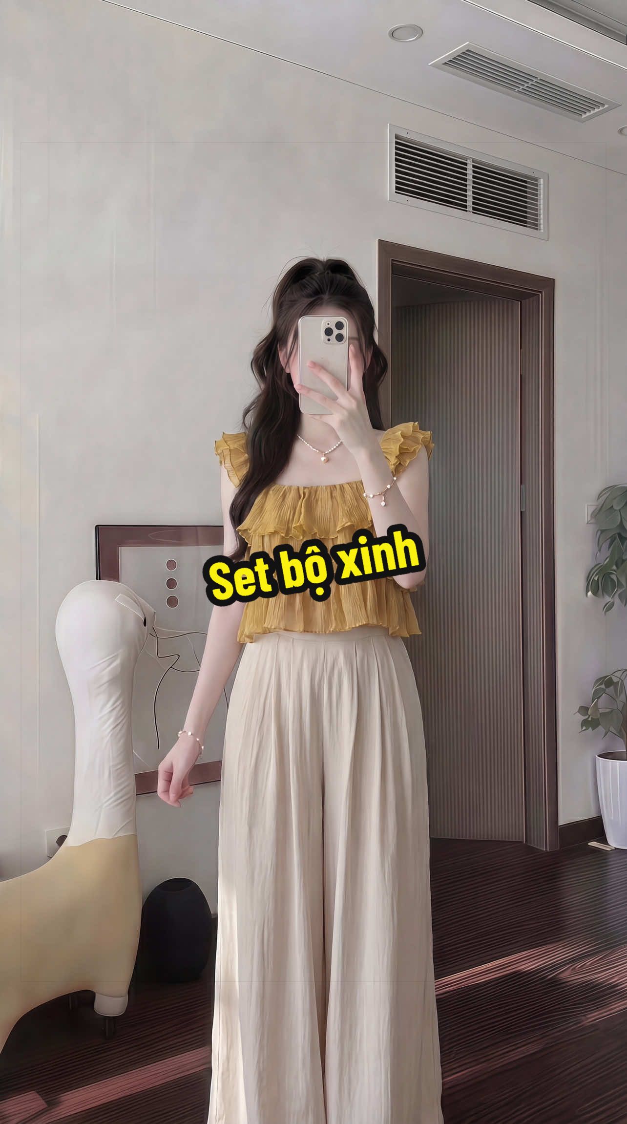 Áo 2 Dây Viền Bèo Tầng Mix Quần Dáng Dài Nhẹ Nhàng#thoitrangnu #thoitranghottrend #phoidoxinh 