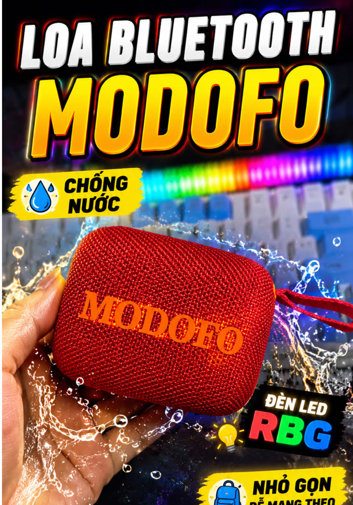 Loa Bluetooth Modofo Chống nước, Led RBG, loa nghe nhạc nhỏ gọn #loanghenhac #loabluetooth #loabletoothmini 
