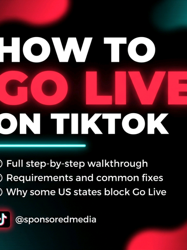 🔴 How to Go Live on TikTok — the complete step-by-step guide you need right now! If you've been searching for how to go live on TikTok, how to start a TikTok live stream, or why you can't go live on TikTok, this is the video for you. Welcome to @sponsoredmedia, your #1 source for TikTok tips, TikTok growth hacks, and everything you need to grow on TikTok fast in 2026. In this video, I'm breaking down exactly how to go live on TikTok from your phone — step by step — including TikTok live requirements 2026, how to unlock TikTok live, how to go live on TikTok without 1000 followers, and the best tips to make your TikTok live stream go viral. Whether you're a beginner asking 