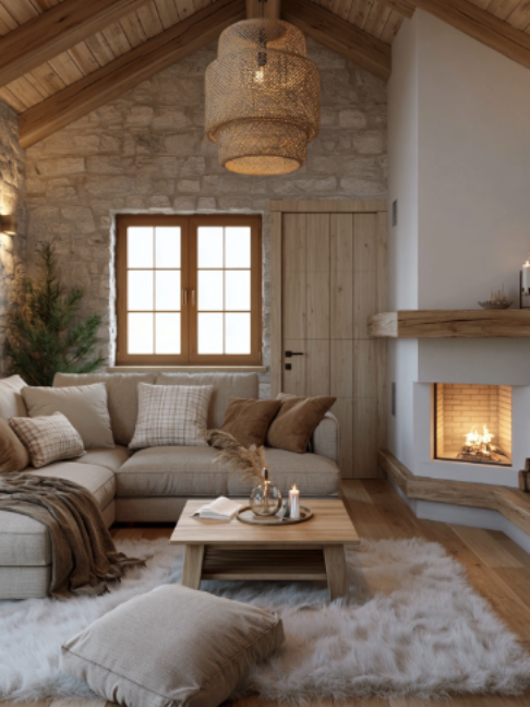 POV: Your living room feels like a luxury mountain lodge. 🤍✨ Stone fireplace ✔️ Natural wood beams ✔️ Soft cozy textures ✔️ Relaxing chalet vibes ✔️ Inspiration by @nexonity Similar products via link in bio 🤍 #nexonity #fyp #livingroomgoals #cozyvibes #dreamhome #fireplace #interiortok #chaletlife #luxuryliving #viralhome #organicmodern #warmminimalism #homeinspo #cozydecor #homedesign #neutralaesthetic